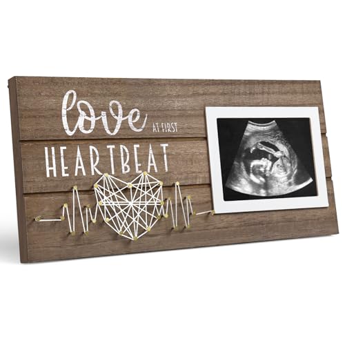 Aosemili Sonogram Picture Frame Love At First Heartbeat Sonogram 4x3inch Photo Display- Pregnancy Announcement Baby Gender Reveal Gift- New Mom Expecting Parents to Be Keepsake Baby Shower Gifts