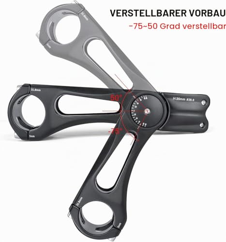 GEWAGE Fahrrad Vorbau Verstellbar,Fahrrad Vorbau Riser für 31,8 (1-1/4 Zoll) Lenker… – Ansicht 3