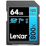 Lexar High Performance BLUE Series 800x SDHC/SDXC Flash Memory Card, 64GB, LSD64GCB1NL800