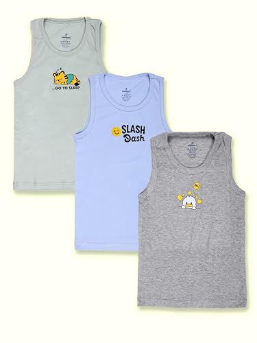 Image of KiddoPanti Boys 100% Cotton Rib Vest Pack of 3