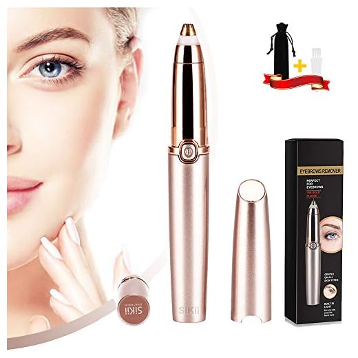 Eyebrow Hair Remover, SiKii Painless-Precision Eyebrow Trimmer Brows Epilator Eye Brow Facial Face Razor for Face Lips Nose Facial Hair Removal with LED Light for Women Men (Rose Gold)