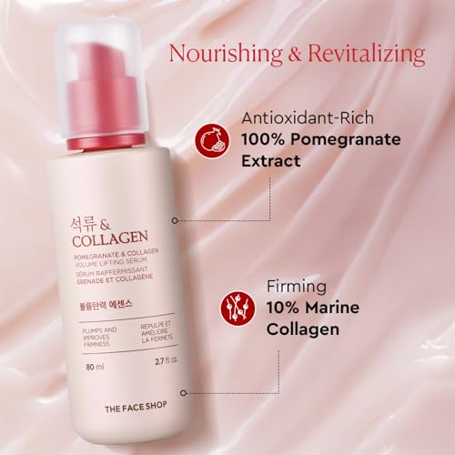 The Face Shop Pomegranate & Collagen Volume Lifting Serum - Helps Skin Look Firm & Supple - Reduces Fine Lines & Wrinkles - Improves Elasticity - Hydrating Lightweight Face Serum - Korean Skin Care - Image 4