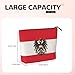 VKKOEWL Austrian Coat of Arms Eagle Flag Makeup Bags Large Capacity Travel Makeup Pouch Zipper Cosmetic Bag For Women