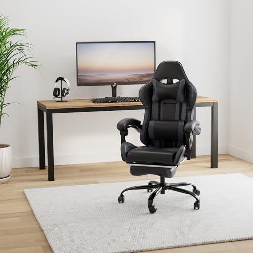 アイリスプラザ(IRIS PLAZA) ゲーミングチェア オフィスチェア フットレスト GMC-71 グレー 71×71×112cm の商品画像 1