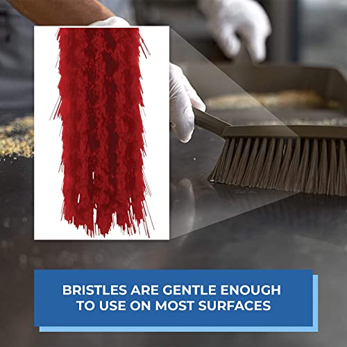 Image of Vikan 45874 Bench Cleaning Brush, Polypropylene /Polyester Soft Bristle Dustpan Brush & Sweeper With Handle, 14-Inch, Red
