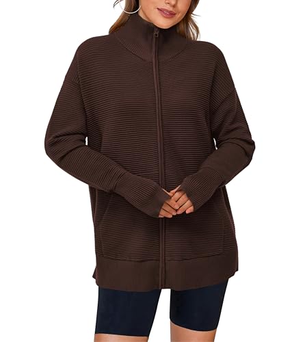 Image of PRETTYGARDEN Womens Long Sleeve Zip Up Ribbed Cardigan Sweaters