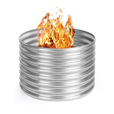 Toolterritary Fire Ring 36 inch, Round Fire Pit Ring, Raised Height 24 Inch, Sturdy Fire Ring for Outside Fire Pit, Galvanized Fire Ring for Bonfire, Barbecue