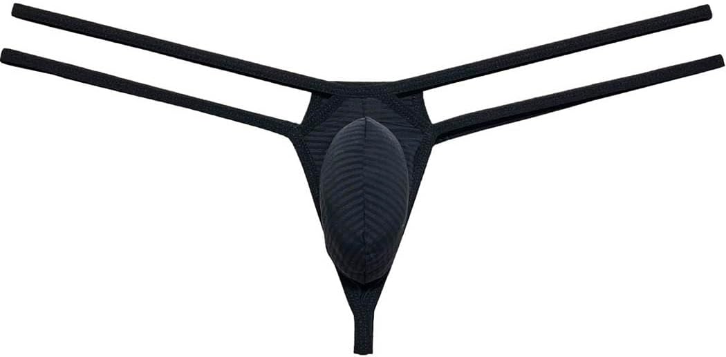 Men G-String Underwear Ice Silk Thong Jockstraps Low-rise Tangas Bulge Pouch T-back 2 Strapes Waist Design