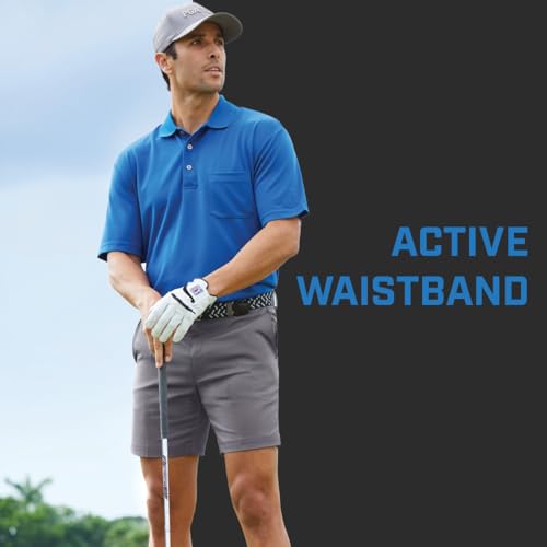 PGA Tour Men's 7&rdquo; Flat Front Performance Golf Shorts with Stretch Active Waistband, Moisture-Wicking, Sun Protection, Silver Lining, 34
