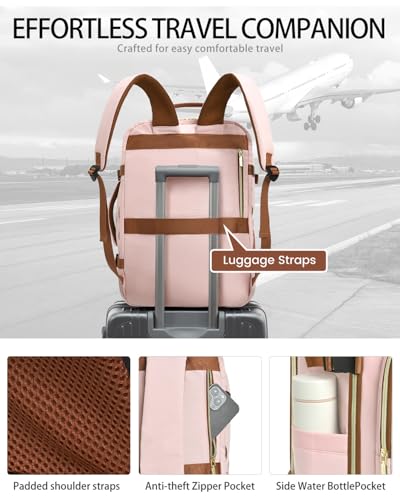 Image of 40L Travel Backpack for Women, Carry On Bag Flight Approved, Waterproof Backpack with 3 Packing Cubes, Weekender Personal Item Bag for Airplane Travel Essentials, TSA Approved