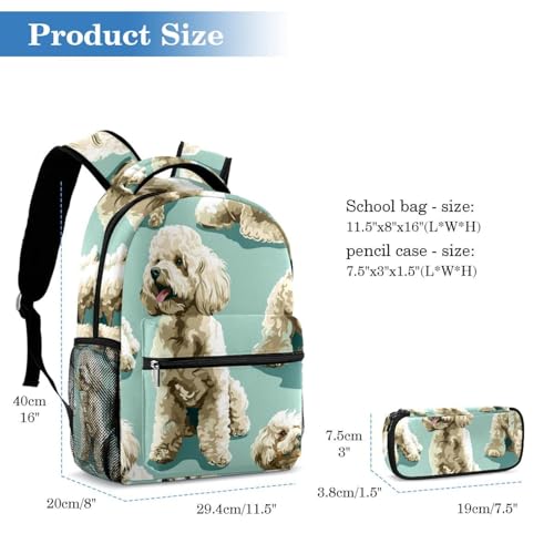 Chien caniche mignon ensemble cartable et sac à dos pour petits heureux - 2