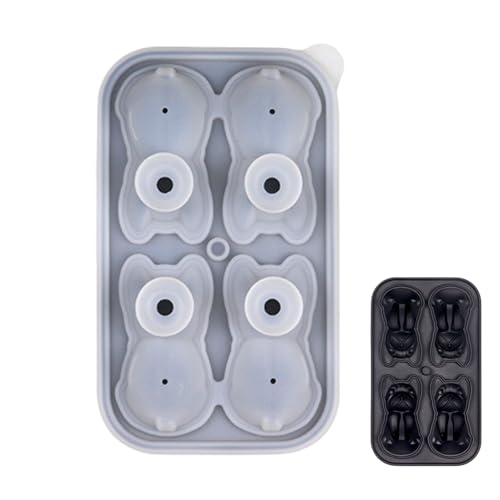Bandeja de hielo para congelador, molde en forma de gato con 4 ranuras, moldes para cubitos de hielo en forma de perro lindo, para refrigerador, bebidas, casa, café, vino y leche