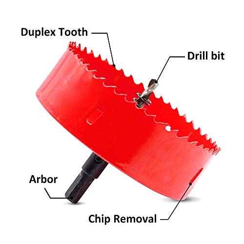 Image of Hordion Hole Saw Bi-Metal Saw Drilling Tool | with Twist Drill Bit & L Hex Wrench for Wood Plasterboard Plywood Plastic