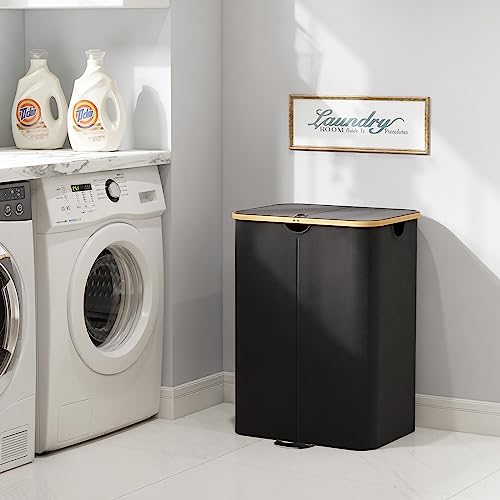 Lifewit 150L Pfandflaschen Sammelbehälter 2 fächer mit Deckel, Groß Pfandflaschen Behälter 2 Tragetasche für ErhaltenFlaschensammler eignet Sich für Küche, Küche Abstellraum Flaschentasche, Schwarz