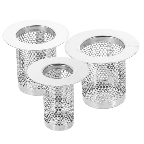 jojofuny 3 Piezas Colador De Fregadero De Cocina Drenaje del Lavabo Sifón para Desagüe De Ducha Hundir Lavabo del Baño Colador De Drenaje del Fregadero De La Cocina Silver Acero Inoxidable