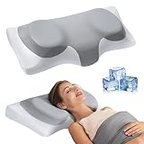 ABLEGRID Dual-Layer Memory Foam Cervical Neck Pillow,Contour Cooling Gel Support Pillow for Neck Shoulder Pain Relief,Ergonomic Orthopedic Adjustable Deep Sleep Bed Pillow for Side,Back,Stomach Sleep