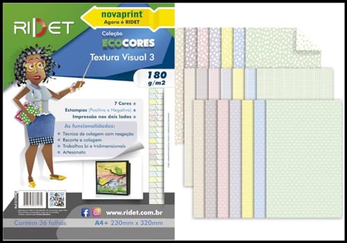 Bloco Criativo, Textura, A4 + 32cm X 23cm, 7 Cores e 3 Estampas, 180 gramas, 36 Folhas, Novaprint