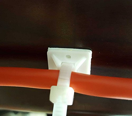 Cable Tie Mounts (25Mm X 25Mm) Self Adhesive Clips Wire Tie Base - Premium Grade Strength Screw-Hole Anchor Point Provides Optimal Strength (100 Clear/White) #TOP4