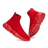 Casbeam Men's Running Knit Comfortable Lightweight Breathable Casual Sports Shoes Fashion Sneakers Slip-On Walking Shoes All Red Size 14