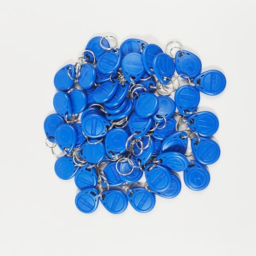 ReaIOKbii 125 kHz EM4100 Schlüsselanhänger, RFID-Zugangskarte, 50 Stück/Packung, EM Induktive TK4100 Schlüsselanhänger, Smart-ID-Schlüsselkarte, nur lesen (blau)