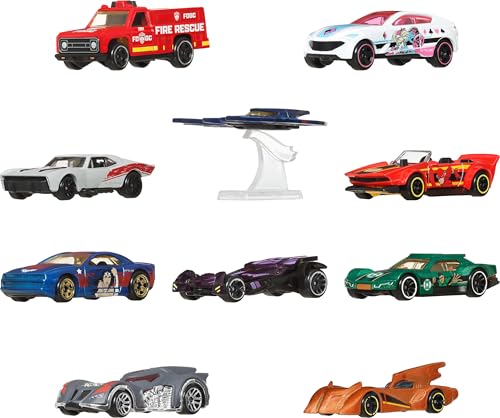 hot wheels toy cars batman-themed 10-pack set of 10 die-cast vehicles including a batmobile amp a batplane in 164 scale styles may vary