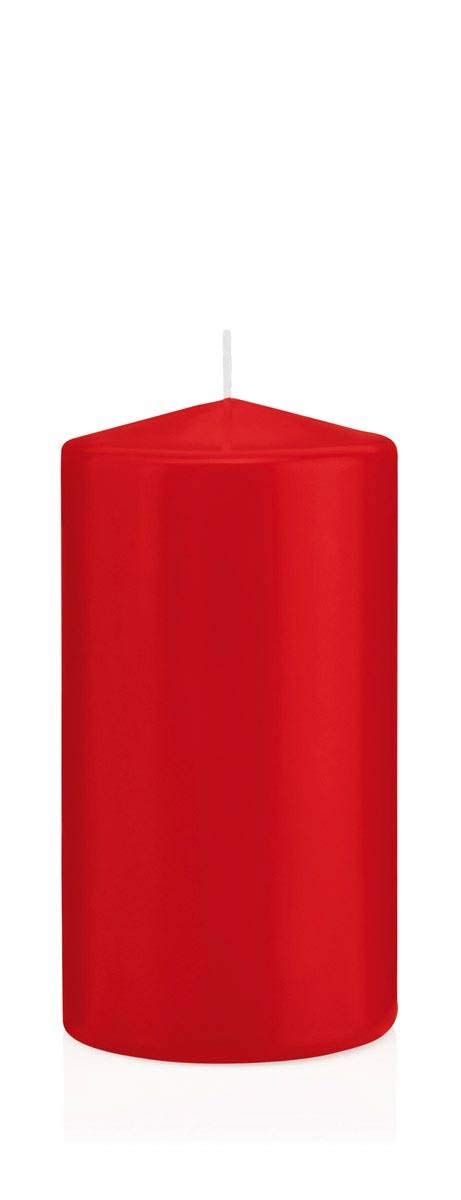 Inna-Glas Red Pillar Candle Maeva, 15Cm, Ø8cm, 69H - Made In Germany - Votive Candle