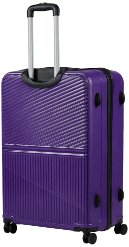 Image of Teakwood Large Size 8 Wheels Trolley Bag, Hard Cabin with Zipper Closure, Adjustable Push Button & Cross Side Strap, Number Lock System 360 Degree (Large, Purple)