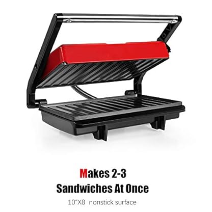 Gotoll Kontaktgrill, Sandwichtoaster,Panini Grill, Panini Sandwich Maker, Elektrogrill Multifunktion, kleine Tischgrill, Antihaftbeschichtung, Leuchtanzeige, 750 W, MEHRWEG – Bild 3