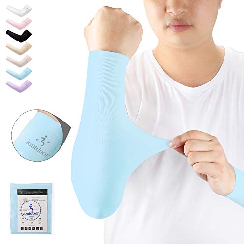 Arm Sleeves UV Protection Stretchy Anti-slip 1 Pair 7 Pairs,Arm Warmers for Covering Tattoo,Compression Sleeves to Cover Arms Womens Mens for Golf Basketball Running Fishing Gardening(Blue)