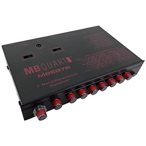 MB Quart MBEQ7B 7-Band 9 Volts 1/2 DIN Pre-Amp Car Audio Graphic Equalizer with Front 3.5mm Auxiliary Input, Rear RCA Auxiliary Input and High Level Speaker Inputs,Silver