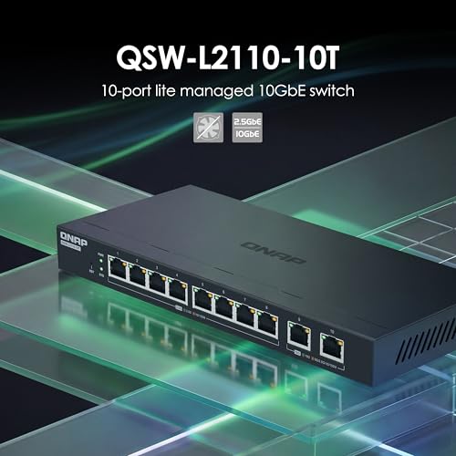 Image of QNAP QSW-L2110-10T-US 10-Port Multi-Gigabit Network Switch | Lite-Managed, 2 x 10GbE Base-T Ports, 8 x 2.5GbE (RJ45) Ports, Light-Managed Ethernet Switch, For Home & SMB Network