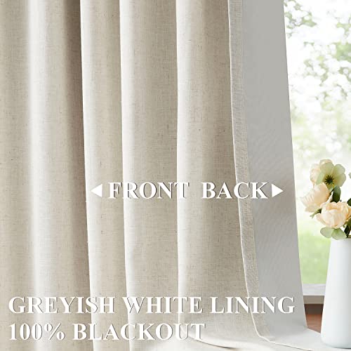 Vision Home Natural Pinch Pleated Full Blackout Curtains Linen Blended Room Darkening Window Curtains 95 inch for Living Room Bedroom Thermal Insulated Pinch Pleat Drapes with Hooks 1 Panel 60"Wx95"L by Vision Home - Image 3