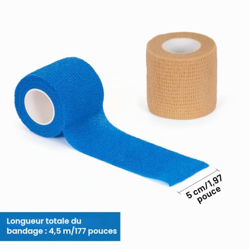 SEADESKY Bandage auto-adhésive pour chien - Bandage auto-adhésif élastique 5 cm x 4,5 m - Bandage cohésif pour sport, poignet, fixation pour animaux de compagnie, enveloppement vétérinaire pour chien – vue 2