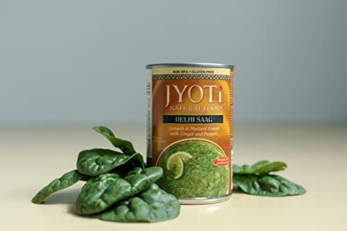 Jyoti Delhi Saag, 12 cans of 15oz each, All Natural, Product of USA, Gluten Free, Vegan, NON GMO, BPA Free