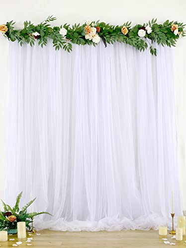 Boltove® Decoration White Backdrop Curtain Tulle Net Transparent for Birthdays Anniversary Baby Shower Photo Shoot Wedding Party Stage Background Ceremony Photoshoot net parda - Set of 2
