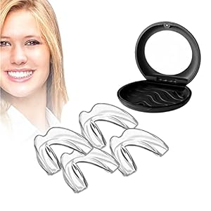 sowsmile Pack of 4 Custom Mouth Night Guard for Teeth Grinding Clenching Bruxism, Sport Athletic, Whitening Tray, Including Magnetic Mirror Box (Black)