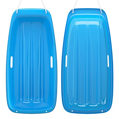 Agptek 35 Inch Durable Downhill Sprinter Toboggan Snow Sled For Boys Girls Adults With Built-In Handles And Pulling Rope(Light Blue) #TOP7