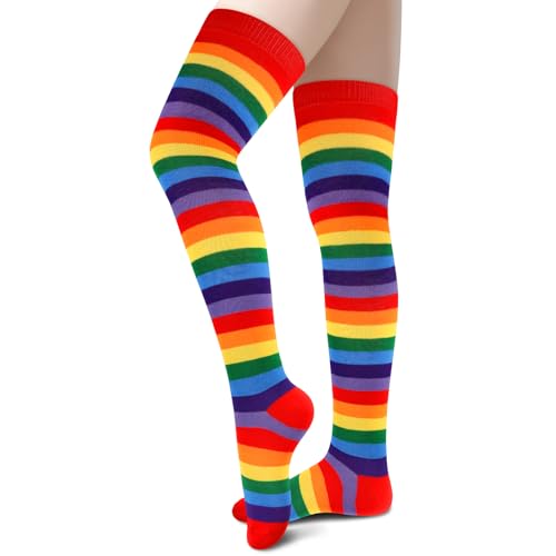 Rainbow Thigh High Socks Rainbow Knee High Socks for Women Crazy Socks for Women Rainbow Socks Womens Over the Knee Socks