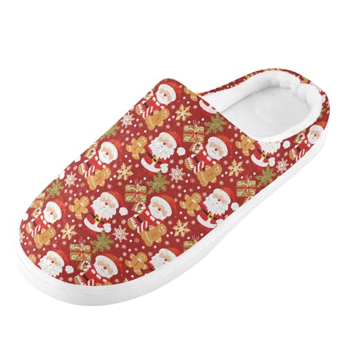 Fuzzy Memory Foam Slippers for Women/Men Santa Claus Cookie Man Pattern Fluffy Winter House Shoes Indoor and Outdoor