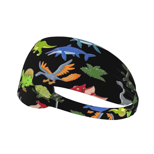 Dibujos animados de dinosaurios con impresión de imágenes de un paquete, cómoda banda elástica para ejercicio, banda atlética, 4.3 x 13.4 pulgadas, suave y transpirable ​