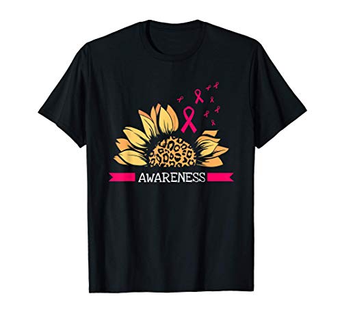 Breast Cancer Sunflower Pink Ribbon Cool Awareness Gift Camiseta