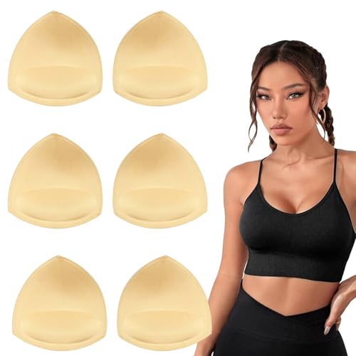 Coque Adhesive Soutien Gorge, 3 Paires Coussinet Soutien Gorge Amovibles Triangulaires Respirants Inserts pour Maillots de Bain Bikini (Teint Naturel de la Peau)