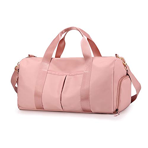 Ikaif Bolsa De Gimnasio Seca Y Húmeda Separada, Liviana E Impermeable, Bolsa De Lona Deportiva para mnasio Bolsa DGie Entrenamiento Bolsa De Yoga Bolsa De Viaje con Compartimento para Zapatos (Pink)