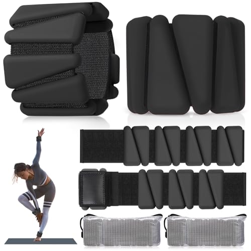 Wrist and Ankle Weights for Women Men Set of 4(1 lb Each), Black