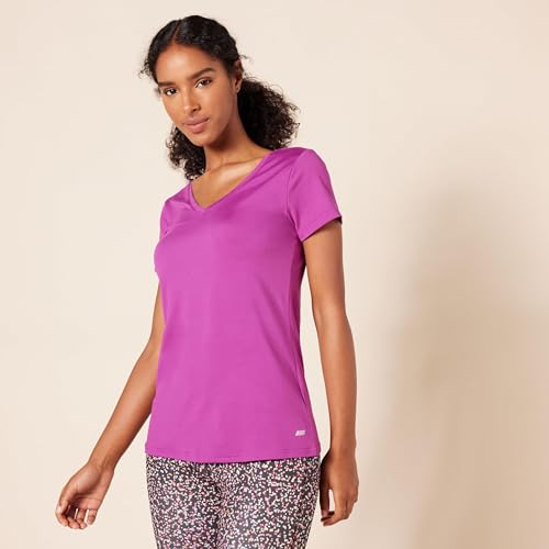 Image of Amazon Essentials Women's Active Quick Dry Tech Stretch Short-Sleeve V-Neck T-Shirt (Available in Plus Size), Pack of 2