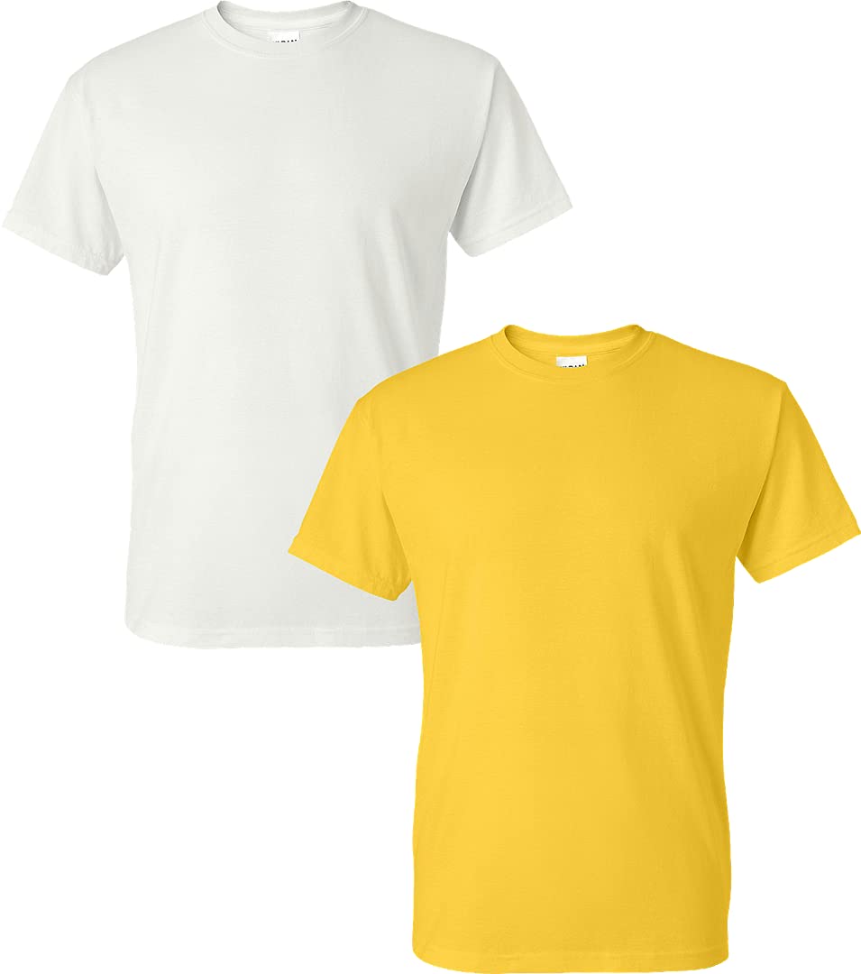 Pack De 2 Camisetas Gildan DryBlend Para Hombre - 50% Algodón 50% Poliéster, Blanco/Lima, Talla XL