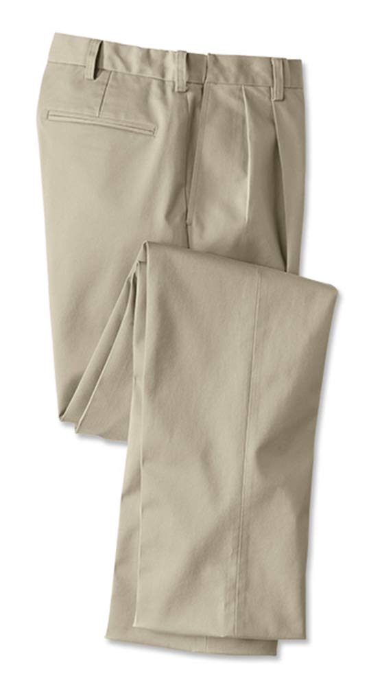 Men's Wrinkle-Free Comfort-Waist Stretch Cotton Chinos Pleated, Khaki, Cuffed