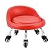 EBANKU Taburete bajo Enrollable, Taburete Bajo con Ruedas Rueda Giratoria De 360°, Respaldo Taburete De Ruedas Universal, Taburete bajo con Ruedas para Oficina en Casa o Fitness(Rojo)