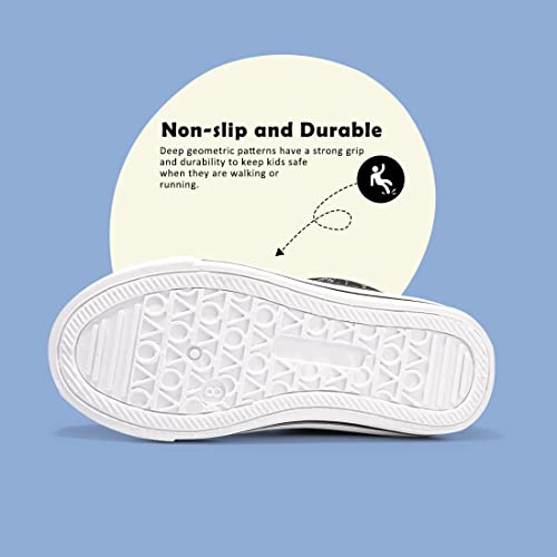 FUNKYMONEY Boys Girls Canvas Sneakers Casual Slip On Adjustable Hook and Loops Walking Shoes for Toddler/Little Kids4