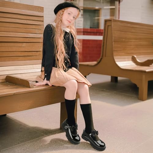 Image of Wulubaba Toddler Girl Dress Shoes Bow Black Dress School Shoes Princess Mary Jane for Toddler /Little Girl